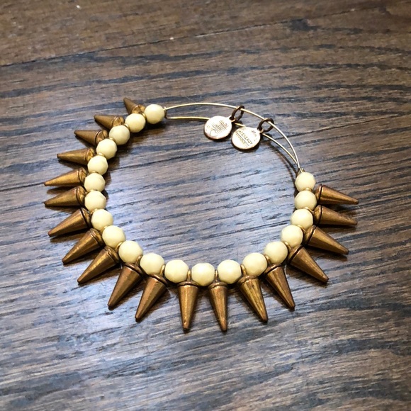 Alex and Ani Jewelry - Alex & Ani Cream and Gold Spikes Bracelet